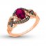 Le Vian Rhodolite Garnet Ring 1/4 ct tw Diamonds 14K Gold