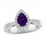 Amethyst & White Lab-Created Sapphire Ring Sterling Silver