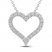 White Lab-Created Sapphire Heart Necklace Round-cut Sterling Silver 18"
