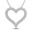 White Lab-Created Sapphire Heart Necklace Round-cut Sterling Silver 18"