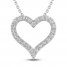 White Lab-Created Sapphire Heart Necklace Round-cut Sterling Silver 18"