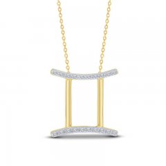 Diamond Gemini Necklace 1/10 ct tw Round-cut 10K Yellow Gold 18"