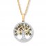 Tree Necklace 1/5 ct tw Green Diamonds 10K Yellow Gold