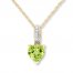 Peridot Heart Necklace Diamond Accents 10K Yellow Gold