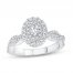 Diamond Engagement Ring 5/8 ct tw Oval/Round 14K White Gold