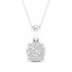 Diamond Halo Necklace 1/4 ct tw Round-Cut 10K White Gold 18"