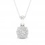Diamond Halo Necklace 1/4 ct tw Round-Cut 10K White Gold 18"
