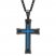 Men's Cross Necklace Black & Blue Ion-Plated Stainless Steel