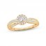 Diamond Engagement Ring 3/8 ct tw Round, Baguette-Cut 14K Yellow Gold