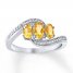 Citrine Ring Diamond Accents Sterling Silver