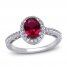 Lab-Created Ruby & White Lab-Created Sapphire Ring Sterling Silver