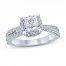 Diamond Engagement Ring 1 ct tw Princess/Round 14K White Gold