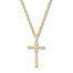 Diamond Cross Necklace 1/4 ct tw Round-cut 10K Yellow Gold