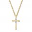 Diamond Cross Necklace 1/4 ct tw Round-cut 10K Yellow Gold
