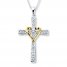 Cross Necklace 1/10 ct tw Diamonds Sterling Silver/10K Gold