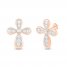 Diamond Cross Earrings 1/8 ct tw Round-cut 10K Rose Gold