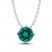 Lab-Created Emerald Solitaire Necklace Round-cut Sterling Silver 18"