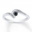 Diamond Promise Ring 1/6 ct tw Black/White Sterling Silver