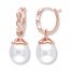 Cultured Pearl Earrings Diamond Accents 10K Rose Gold