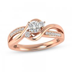 Three-Stone Diamond Engagement Ring 3/8 ct tw Round-cut 14K Rose Gold