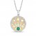 Lab-Created Emerald & White Lab-Created Sapphire Evil Eye Necklace Sterling Silver/10K Yellow Gold 18"