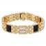 Men's Black Onyx Bracelet 1/2 ct tw Diamonds 10K Yellow Gold