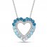 Vibrant Shades Blue Topaz & White Lab-Created Sapphire Heart Necklace Round-Cut Sterling Silver 18"