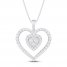 Diamond Heart Necklace 1 ct tw Round-cut 10K White Gold 19"