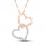 Diamond Double Heart Necklace 1/10 ct tw 10K Rose Gold 18"