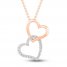 Diamond Double Heart Necklace 1/10 ct tw 10K Rose Gold 18"