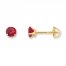 Children's Stud Earrings Lab-Created Ruby 14K Yellow Gold