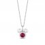 Disney Treasures Mickey Mouse Lab-Created Ruby & Diamond Necklace Sterling Silver 17"