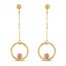 Circle Bead Dangle Earrings 14K Two-Tone Gold