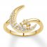 Diamond Moon Ring 1/4 ct tw Round-cut 10K Yellow Gold