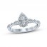 Monique Lhuillier Bliss Diamond Engagement Ring 7/8 ct tw Pear & Round-cut 18K White Gold