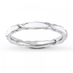 Stackable Ring White Enamel Sterling Silver