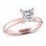 THE LEO Artisan Diamond Solitaire Engagement Ring 1-1/2 ct tw Princess-cut 14K Rose Gold