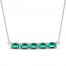 Lab-Created Emerald Bar Necklace Sterling Silver 18"