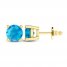 Swiss Blue Topaz Solitaire Earrings 10K Yellow Gold