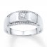 Men's Wedding Band 1/6 ct tw Diamonds 10K White Gold