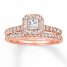 Diamond Bridal Set 5/8 ct tw Princess/Round 14K Rose Gold