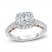 Adrianna Papell Diamond Engagement Ring 1-1/3 ct tw Princess/Baguette/Round 14K Two-Tone Gold
