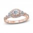 Monique Lhuillier Bliss Diamond Engagement Ring 1-1/8 ct tw Round & Marquise-cut 18K Rose Gold