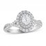 Diamond Enagagment Ring 3/4 ct tw Oval/Round-cut in 14K White Gold