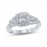 Monique Lhuillier Bliss Diamond Engagement Ring 1-1/6 ct tw Princess, Marquise & Round-cut 18K White Gold