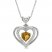 Citrine & White Lab-Created Sapphire Heart Necklace Sterling Silver 18"