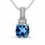 Blue & White Topaz Necklace Sterling Silver 18"