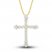 Diamond Cross Necklace 1/6 ct tw Round/Baguette 10K Yellow Gold 18"