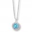 Blue Topaz Necklace Lab-Created White Sapphires Sterling Silver