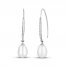 Cultured Pearl & White Lab-Created Sapphire Drop Earrings Oval/Round-Cut Sterling Silver